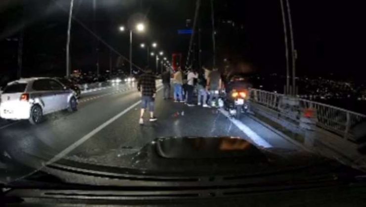 15 Temmuz Şehitler Köprüsü’nde motosikletli trafik polisine otomobil çarptı!